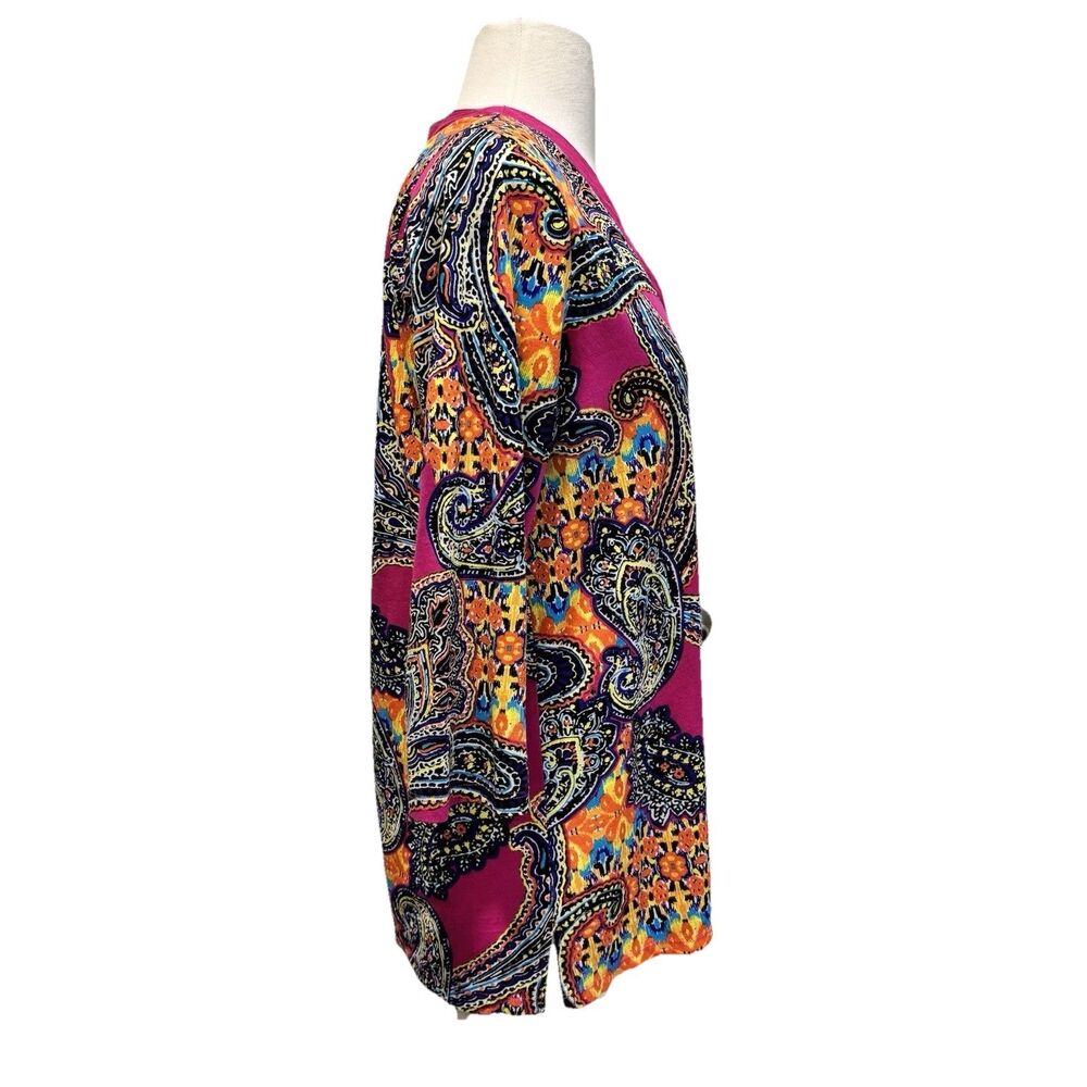 Lauren Ralph Lauren Womens Large Paisley Shirt Pink Linen Boho Luxury Resort - Picture 4 of 7